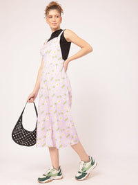 DressBerry Vibrant-Blooms Floral Printed Shoulder Straps Jumpsuit