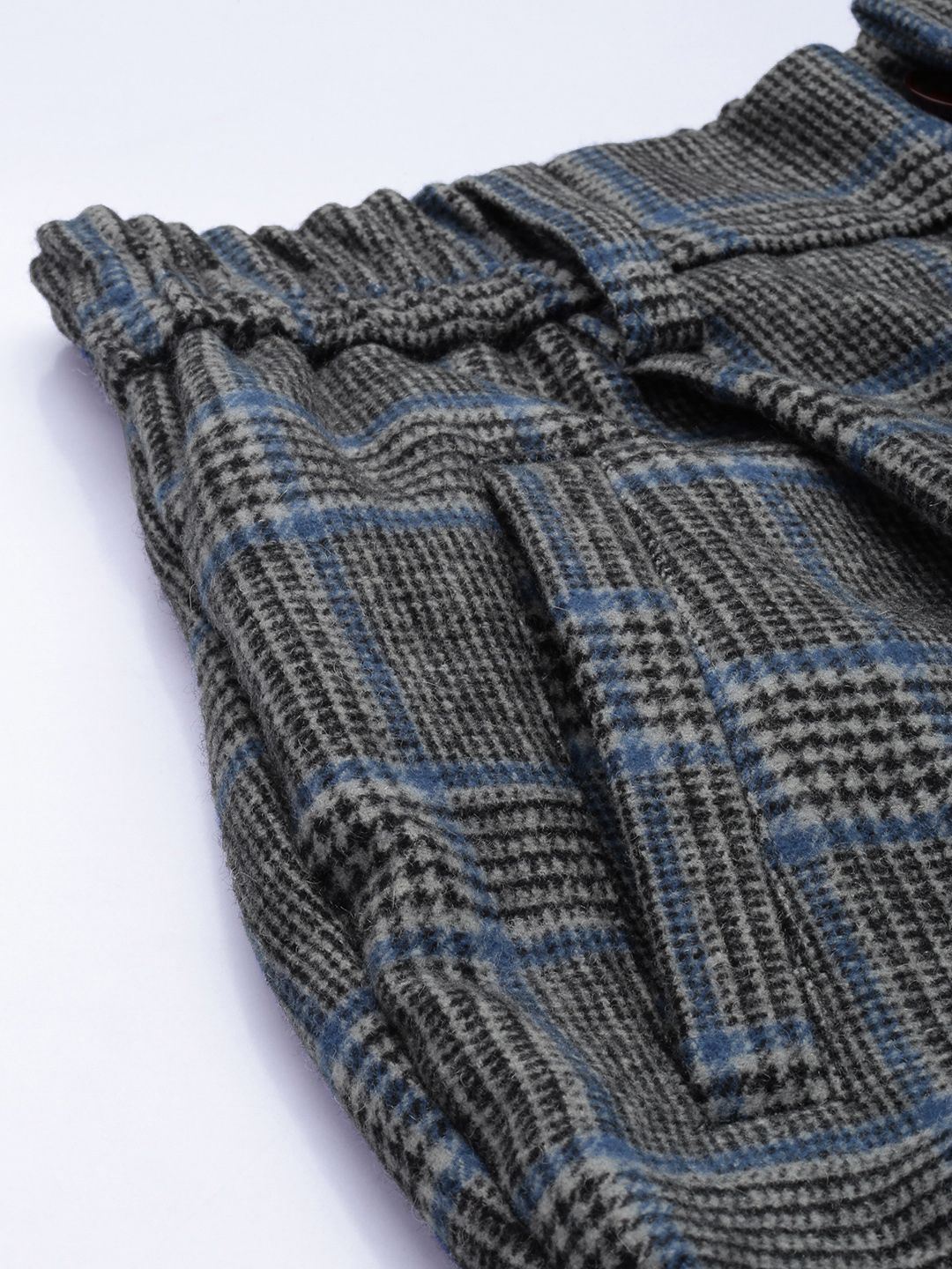 Mr Bowerbird Men Checked Tweed Pleated Cargos Trousers