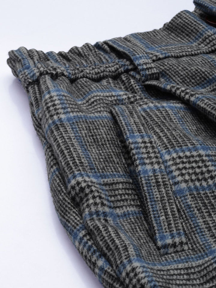 Mr Bowerbird Men Checked Tweed Pleated Cargos Trousers