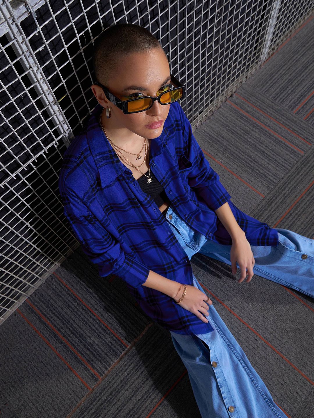 SASSAFRAS Tartan Checked Oversized Pure Cotton Casual Shirt