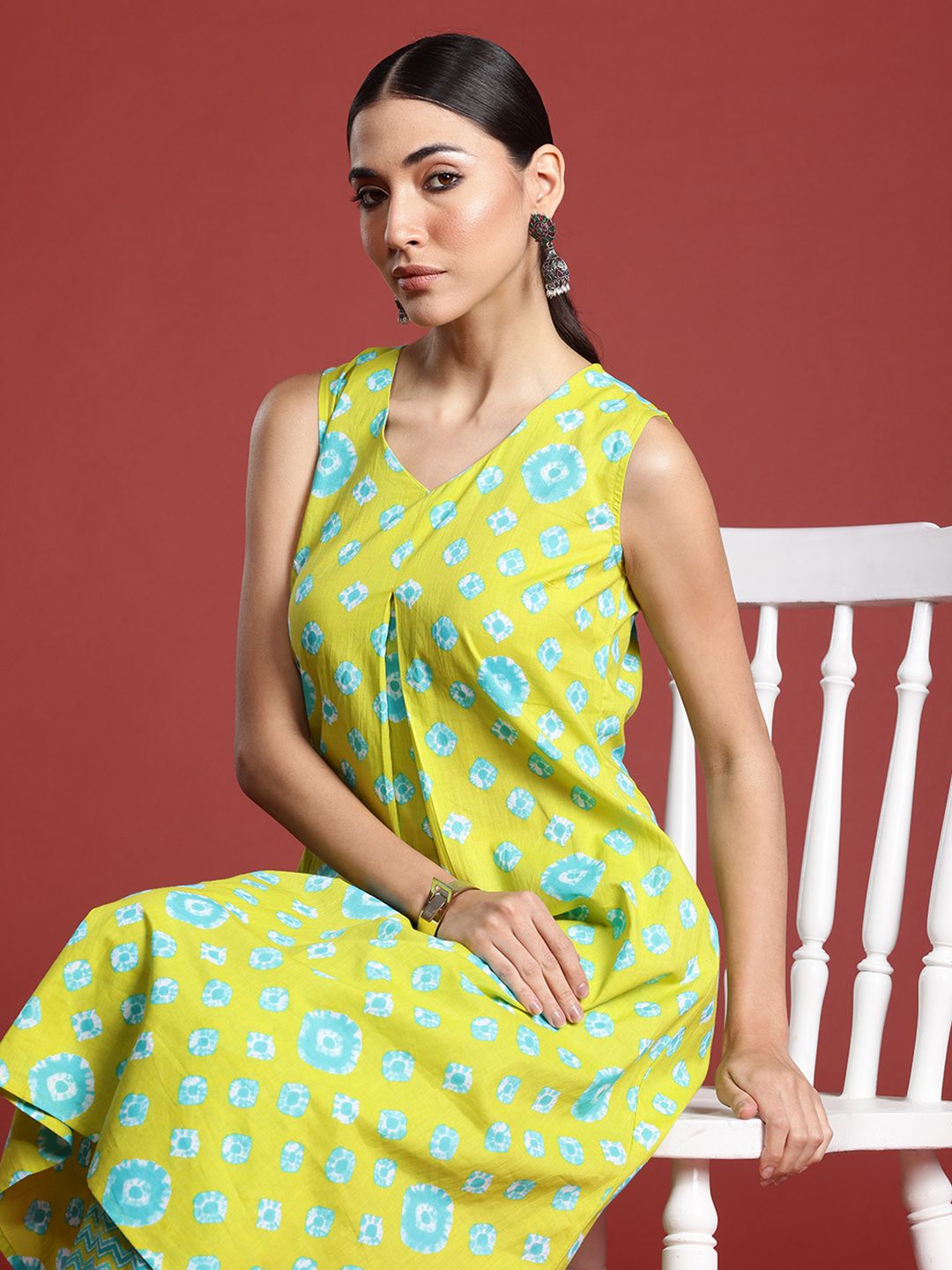 Indo Era Bandhani Printed Pure Cotton Kurta with Trousers