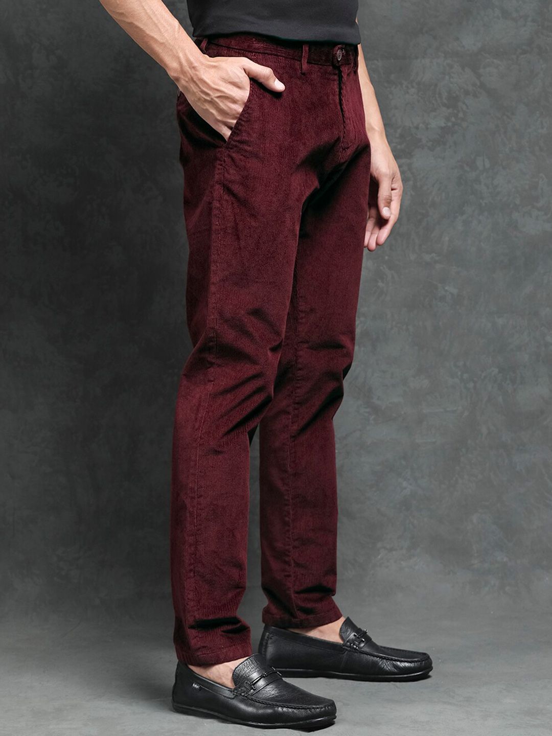 RARE RABBIT Men Upton Slim Fit Mid-Rise Cotton Trouser