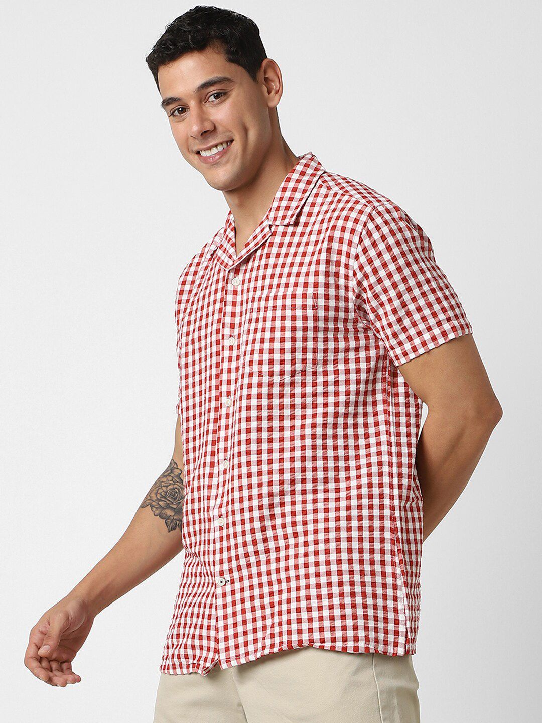 VASTRADO Men Classic Gingham Checks Opaque Checked Casual Shirt
