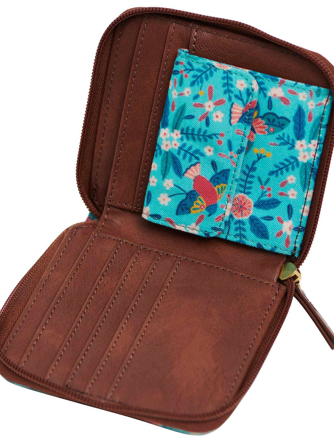 TEAL BY CHUMBAK Women Floral Printed Canvas Zip Around Wallet