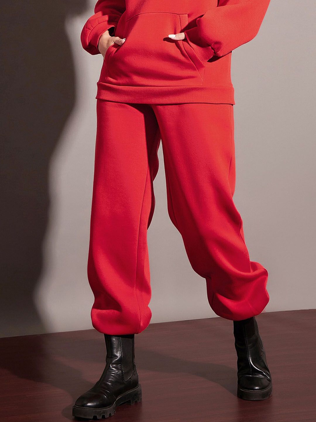 SASSAFRAS Women Red Relaxed-Fit Joggers