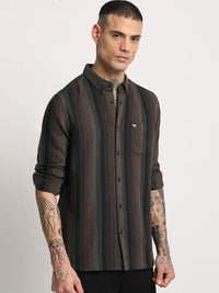 THE BEAR HOUSE  Striped Slim Fit Button-Down Collar Casual Shirt
