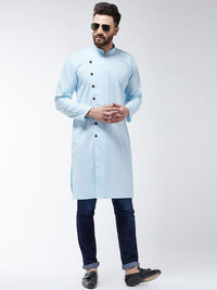 SOJANYA Men Turquoise Blue Solid Straight Kurta