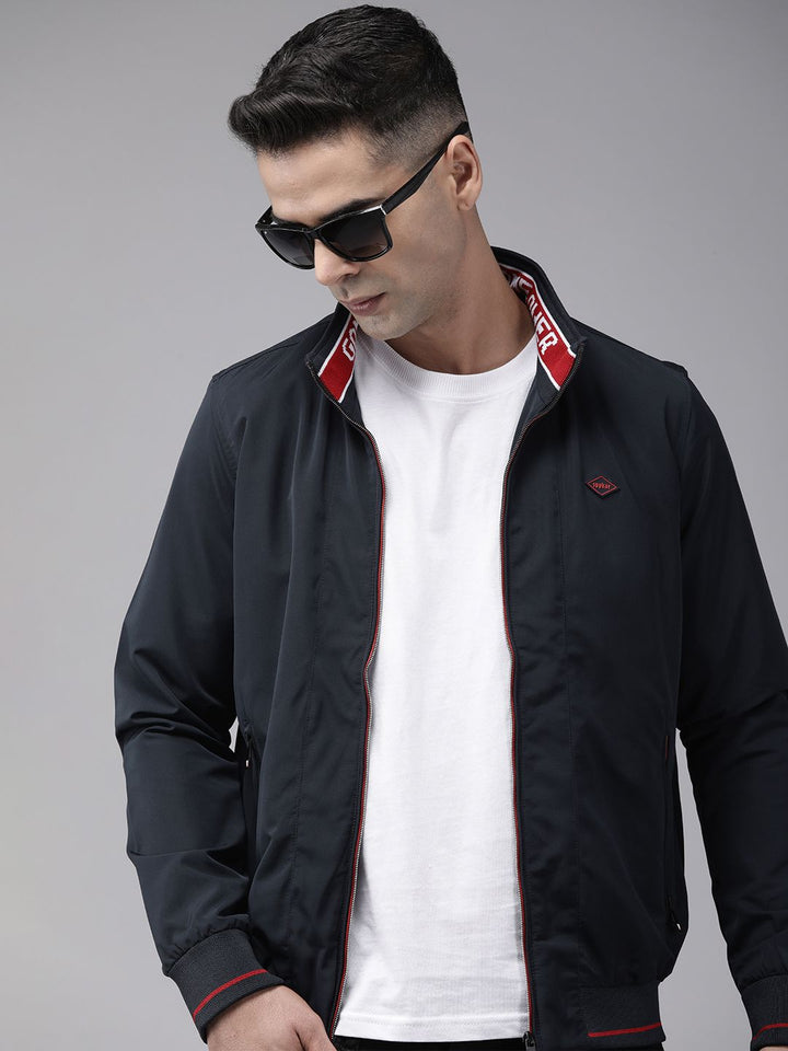SPYKAR Solid Stand-Collar Bomber Jacket