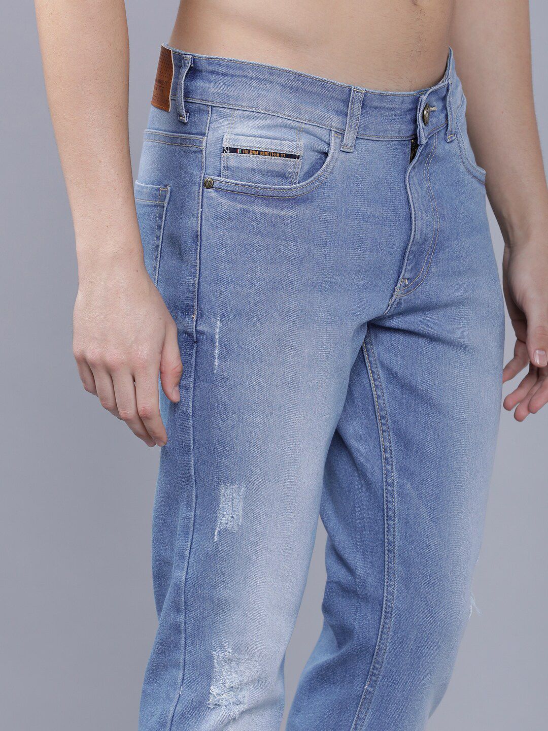 The Indian Garage Co Men Blue Slim Fit Mid-Rise Mildly Distressed Jeans