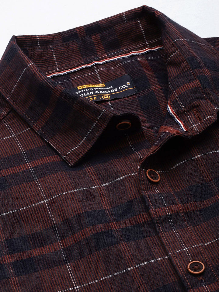 The Indian Garage Co Men Tartan Checked Cotton Casual Shirt