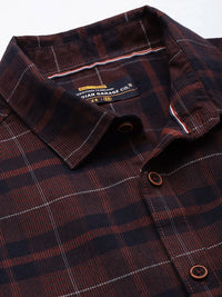The Indian Garage Co Men Tartan Checked Cotton Casual Shirt