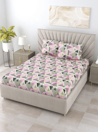 BOMBAY DYEING Epigram Grey Printed Pure Cotton 120 TC Queen Bedsheet Set 2.24 m X 2.54 m