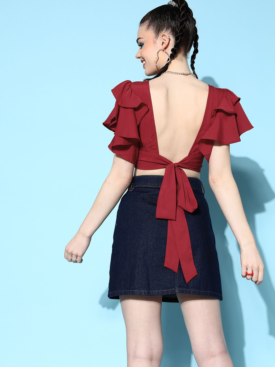Berrylush   Red Solid Twist & Knot Top