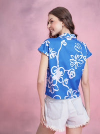 DressBerry Abstract Print Puff Sleeves Shirt Style Top