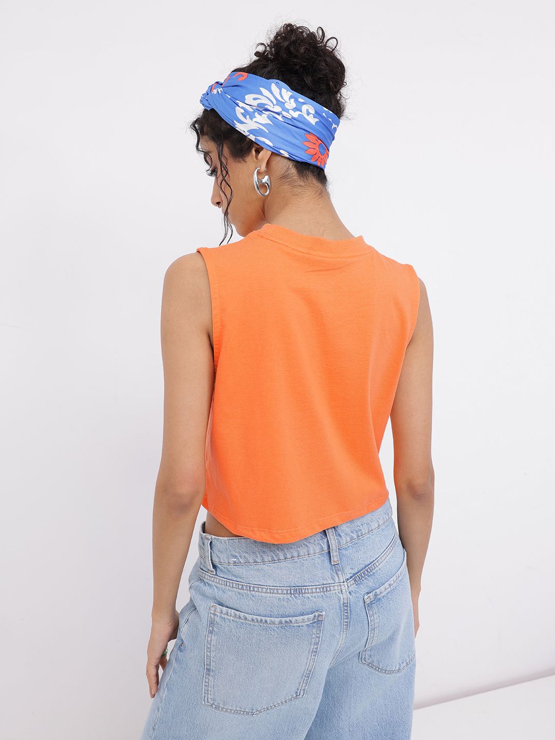 DressBerry Cheerful Chic Printed Sleeveless Crop T-shirt