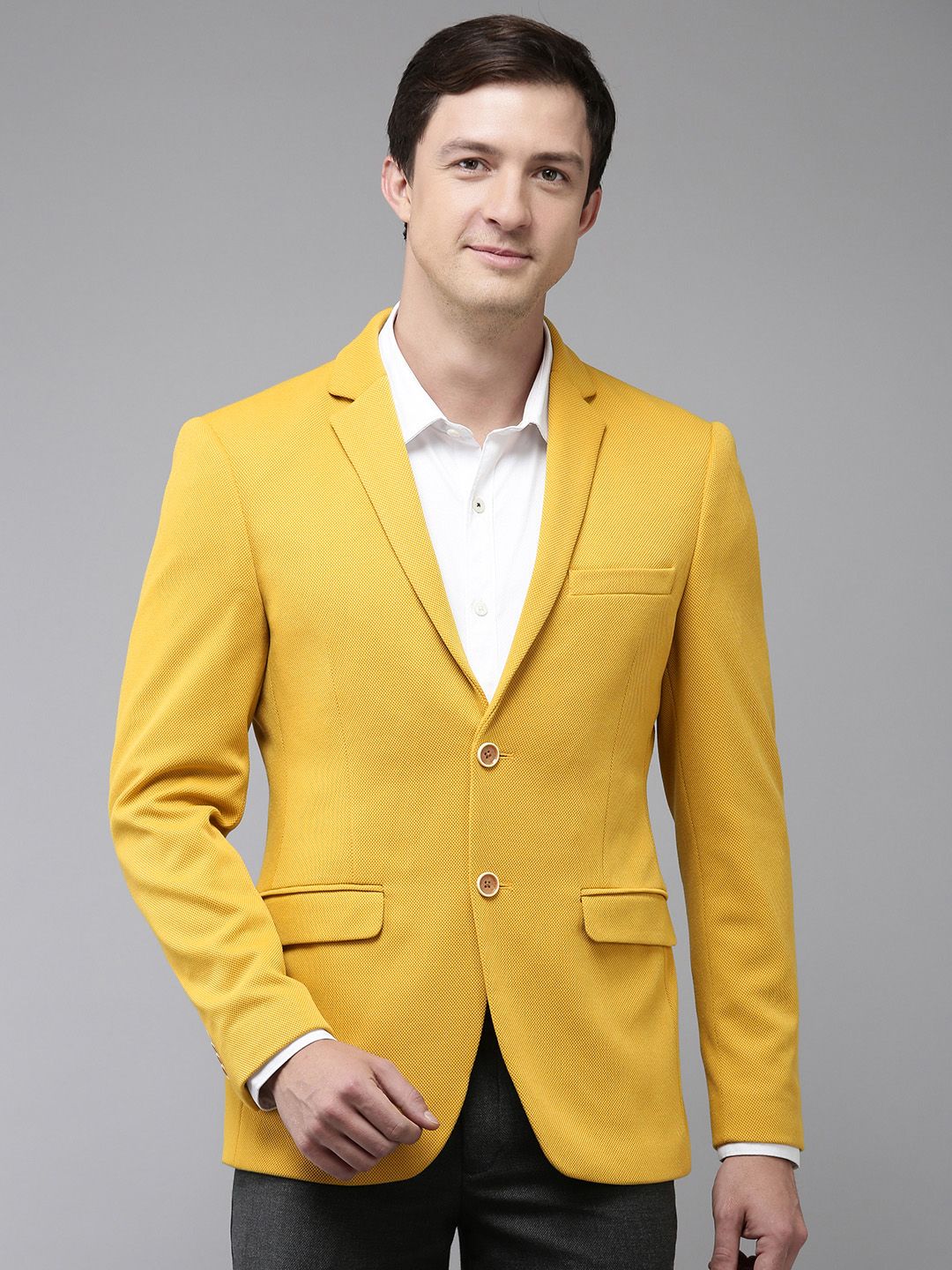 Park Avenue Self Design Super Slim Fit Single-Breasted Formal Blazers