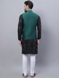 SOJANYA Embroidered Mirror Work Pure Cotton Kurta With Churidar With Nehru Jacket