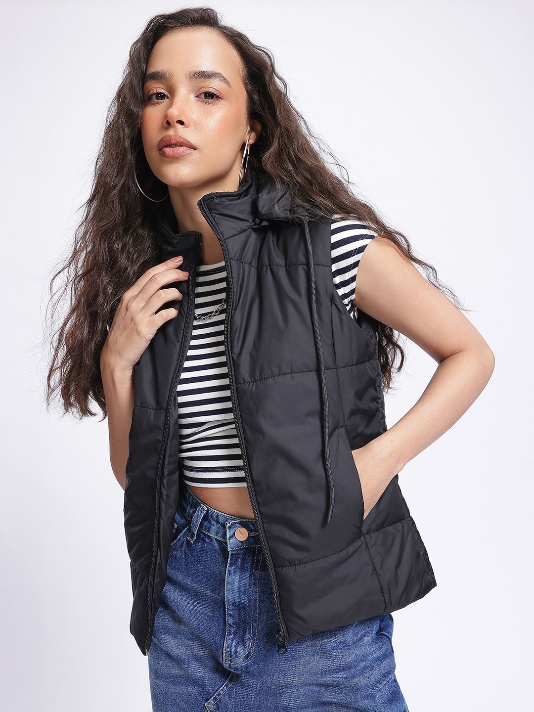 DressBerry Edgy Asymmetry Padded Gilet Jacket