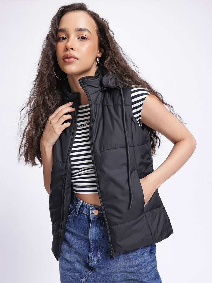 DressBerry Edgy Asymmetry Padded Gilet Jacket