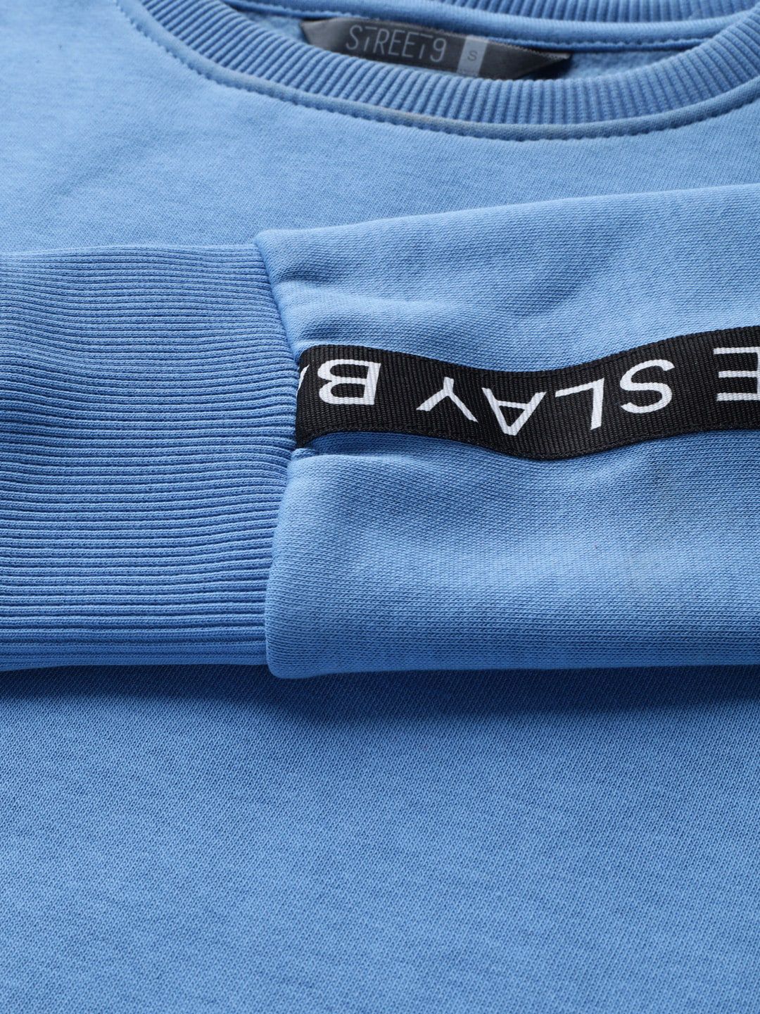 STREET 9 Women Blue Solid Sweatshirt