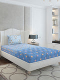 Monte Carlo Blue & White Ethnic Motifs Cotton 144 TC Single Bedsheet Set-2.29 m x 1.52 m