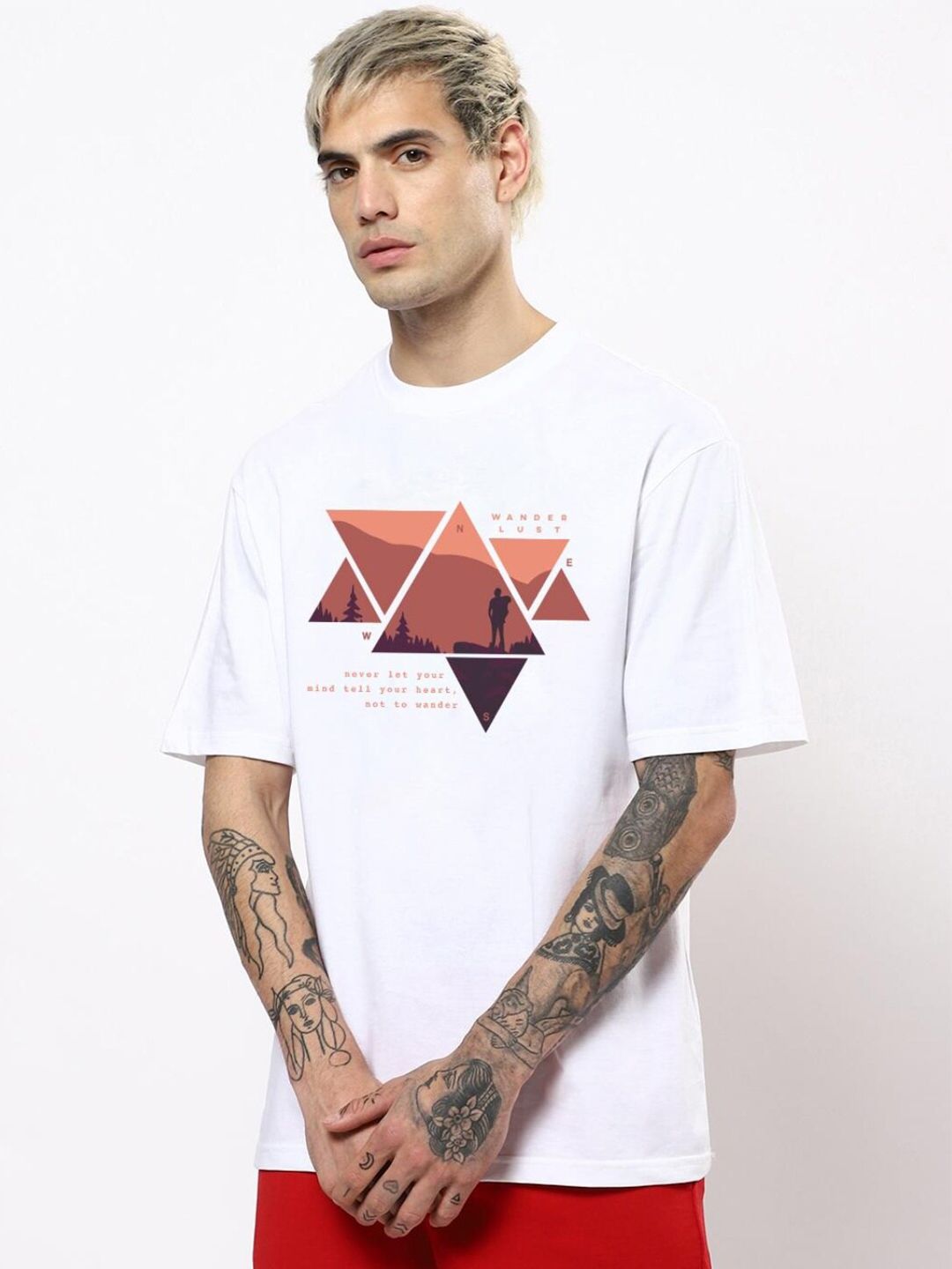 Bewakoof Wander Geometry Graphic Printed Oversized T-shirt