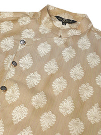 SOJANYA Lelaki Beige Motif Etnik Jacquard Kurta