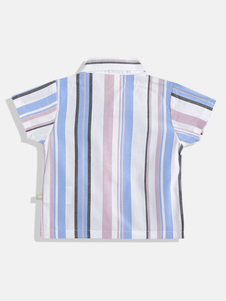 Moms Love Infant Boys Multi Vertical Stripes Pure Cotton Shirt