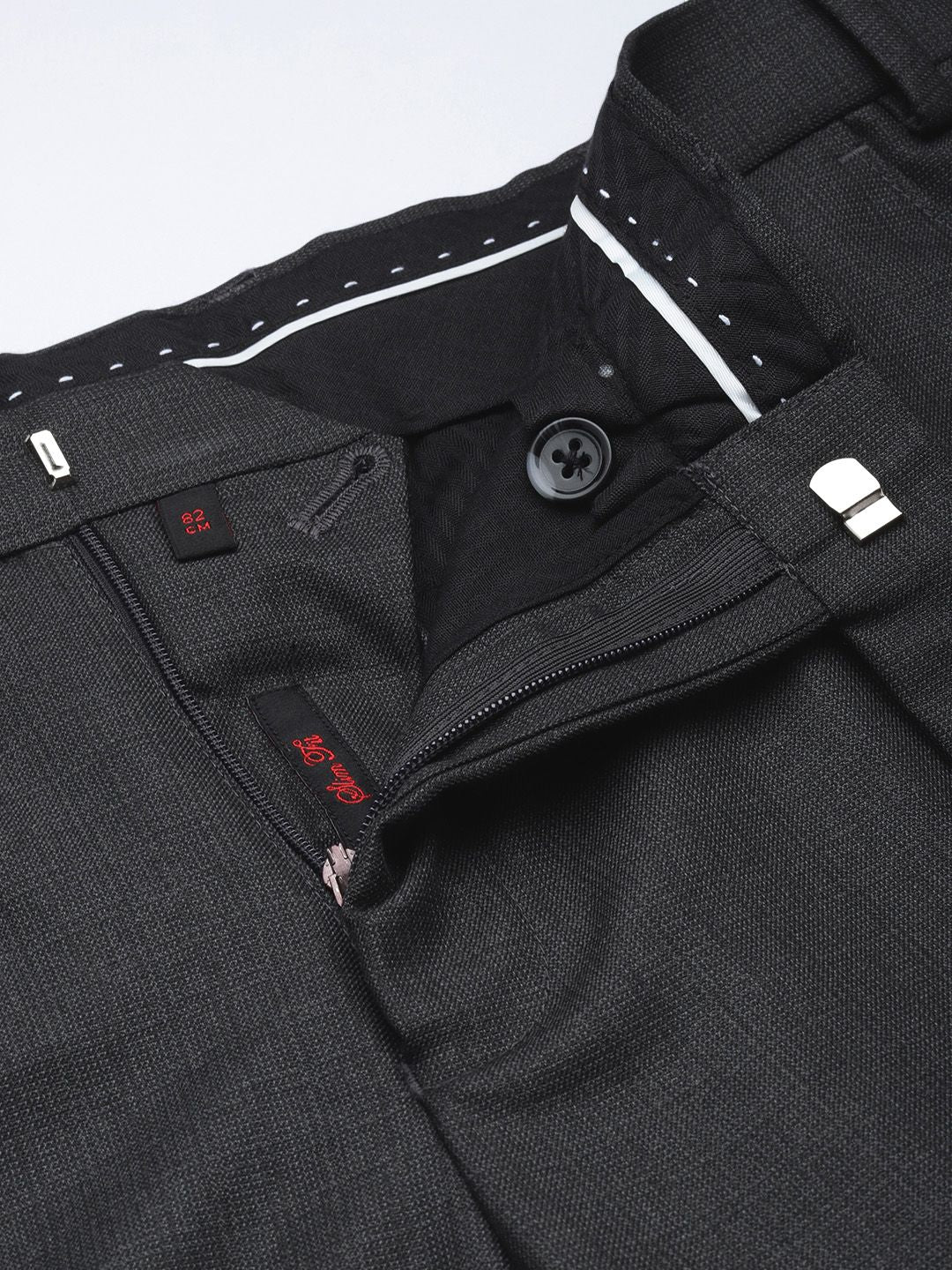 Raymond Men Grey Solid Slim Fit Wrinkle Free Formal Trousers