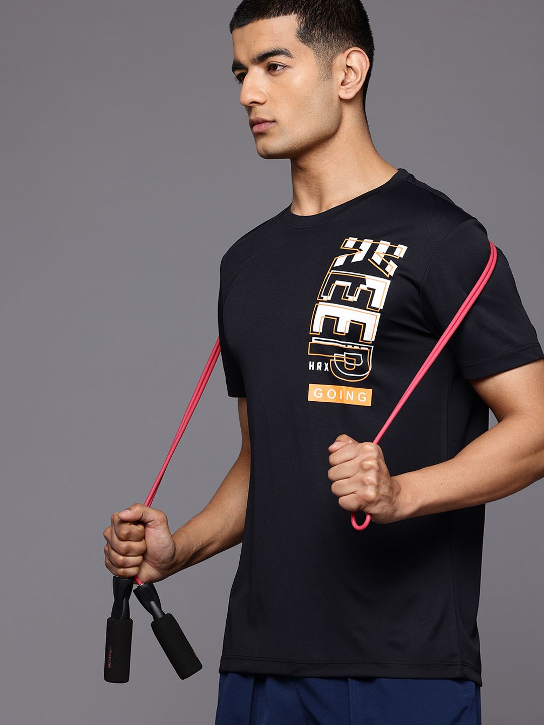 HRX by Hrithik Roshan Typography Printed Rapid-Dry Training T-shirt