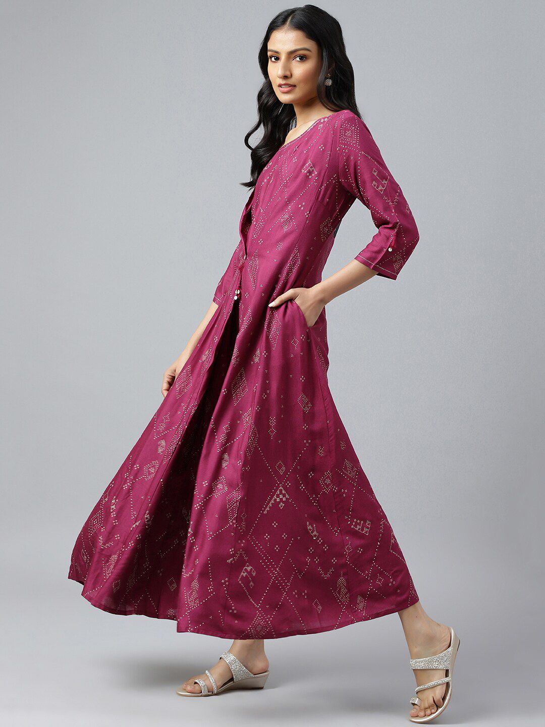 W Women Wine Mock Layer Kimono Jumpsuit