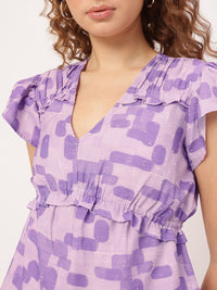DressBerry Sultry Trendsetter Dobby Weave Printed Ruffled Empire Top