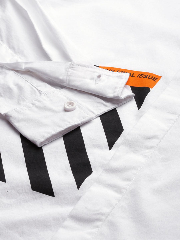 The Indian Garage Co Men White Printed Cotton Casual Shirt