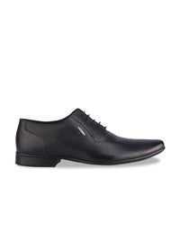 Red Chief Men Black Solid Leather Formal Oxfords