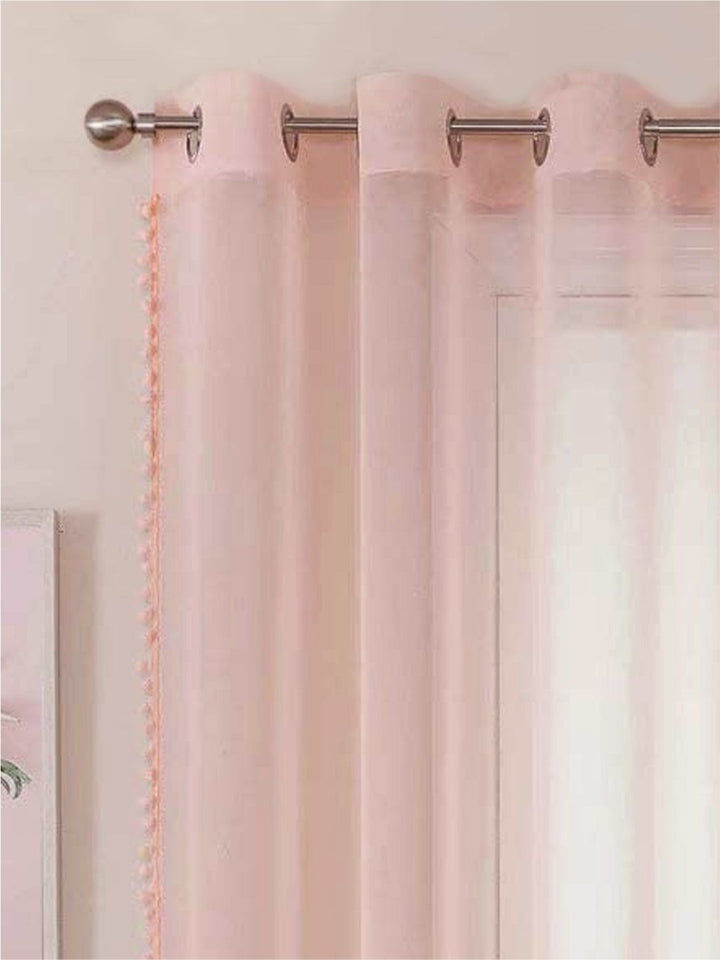 URBAN SPACE Pink Set of 2 Sheer Door Curtain