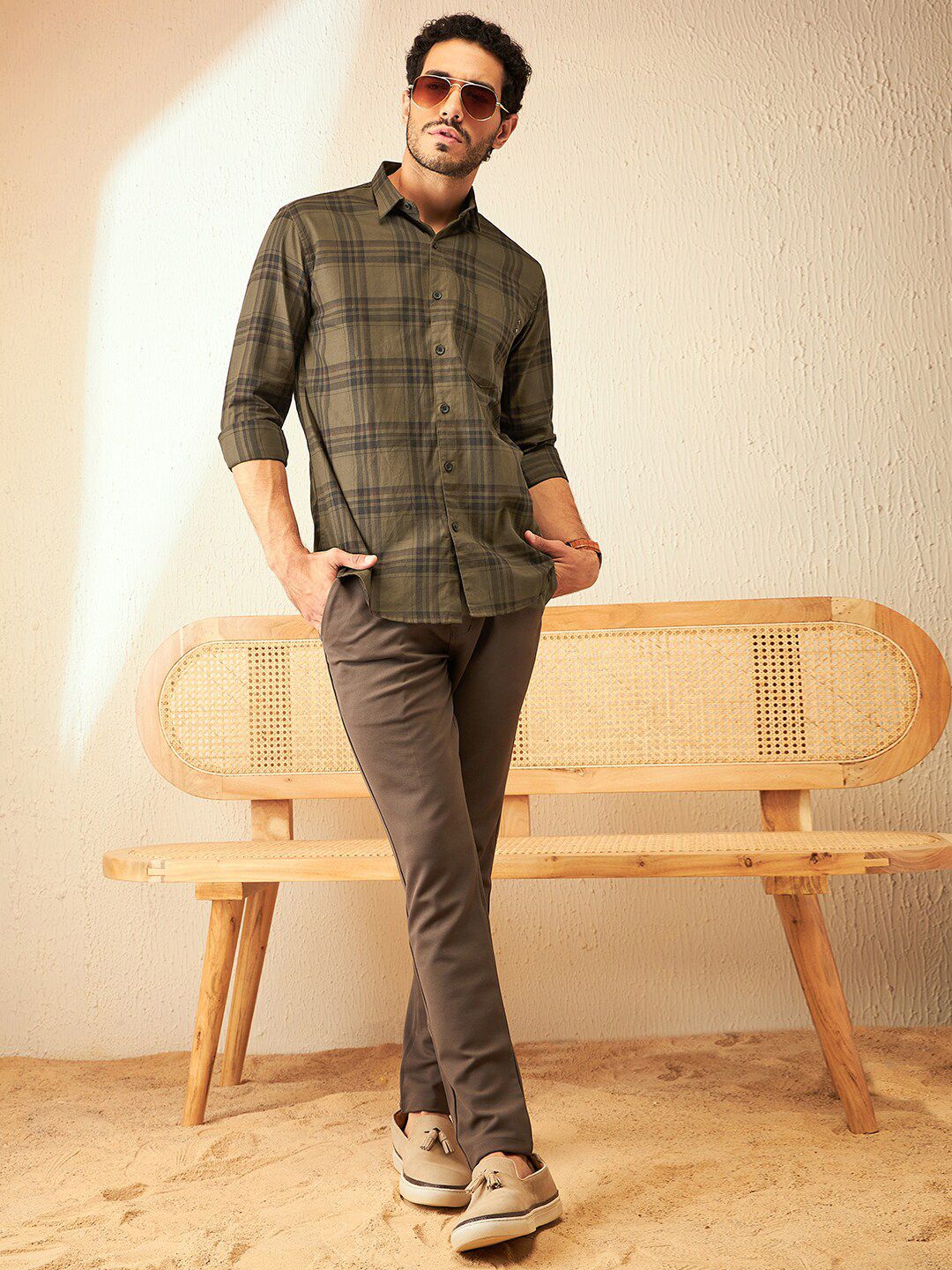 DENNISON Smart Tartan Checks Checked Casual Shirt