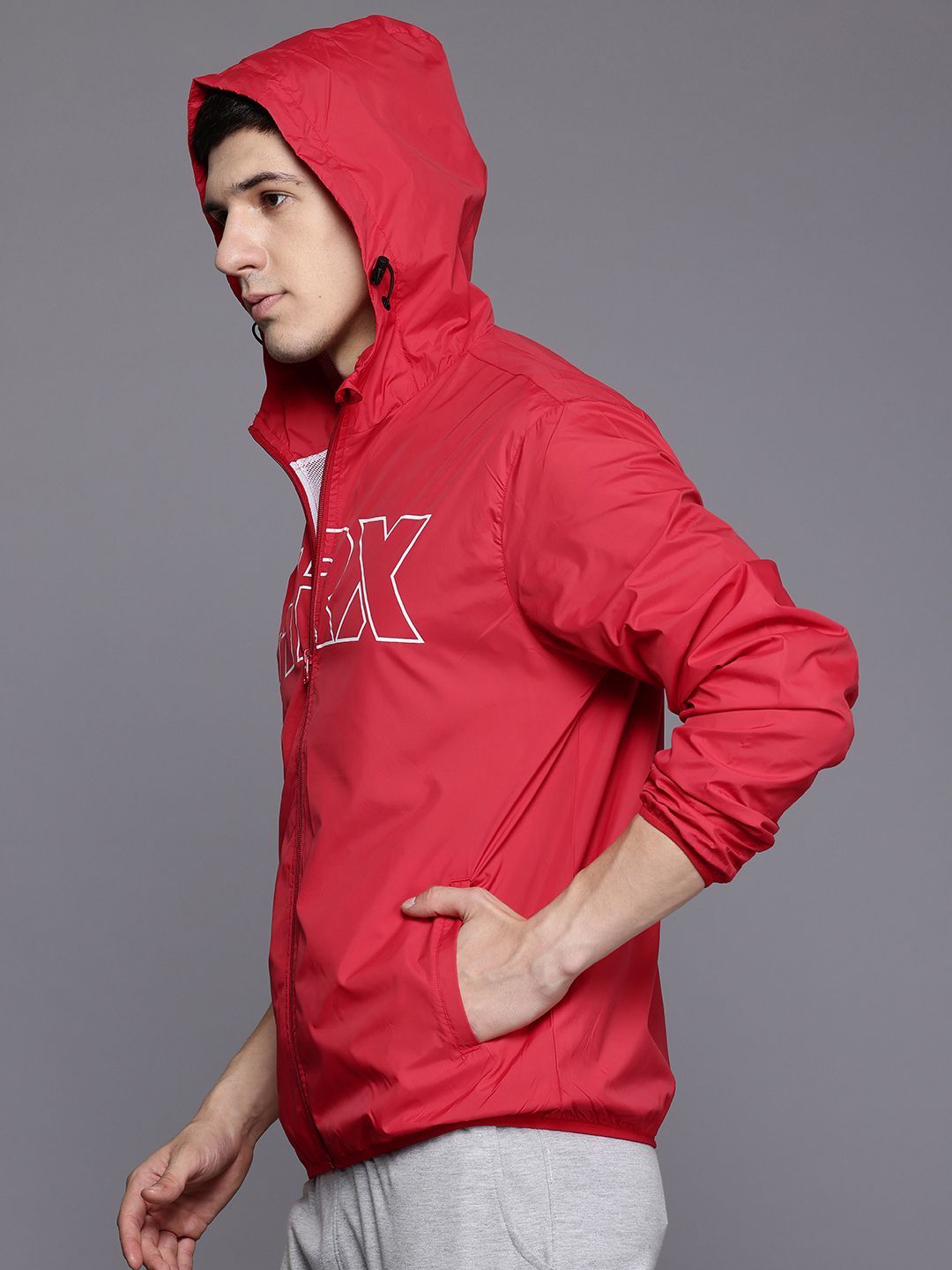 HRX by Hrithik Roshan Cherry Red Printed Rapid-Dry Training Tailored Jacket