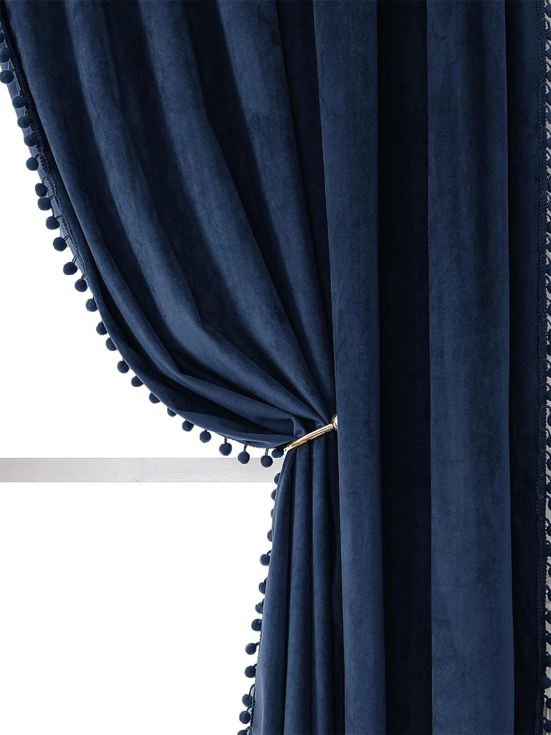 STITCHNEST Blue 2 Pieces Velvet Black Out Window Curtains