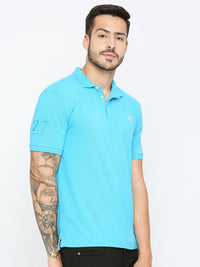 Being Human Men Blue Polo Collar Pockets T-shirt