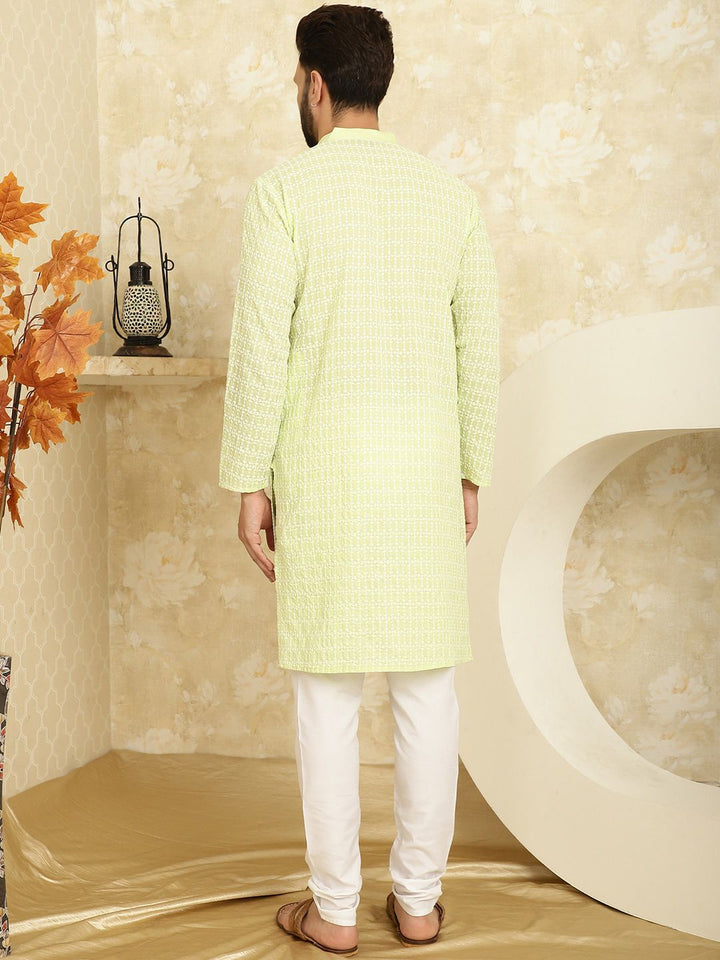 SOJANYA Motif Etnik Sulam Kurta Kapas Tulen dengan Churidar