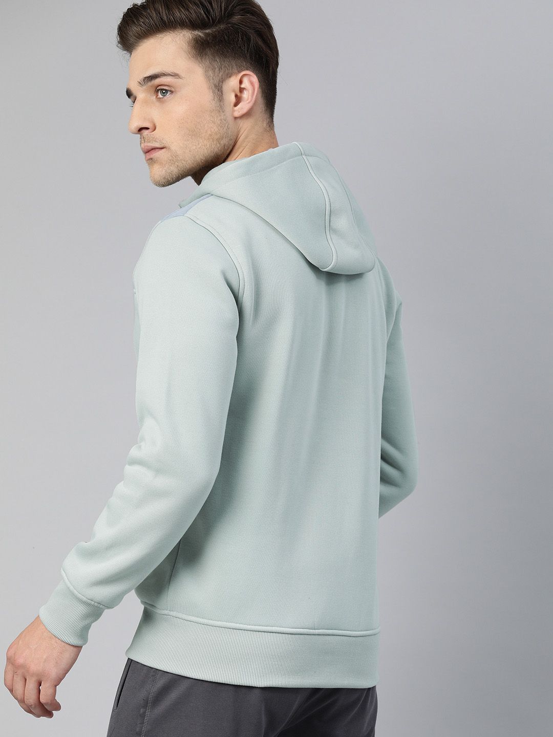 HRX by Hrithik Roshan Men Grey Solid Hooded Bomber Jacket