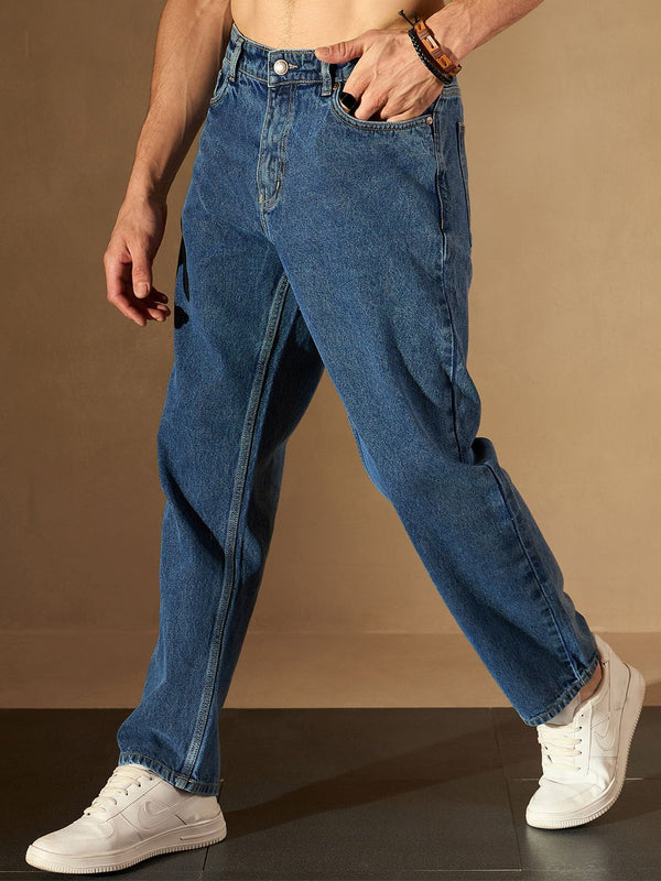 DENNISON Men Smart Baggy Fit Clean Look Cotton Jeans