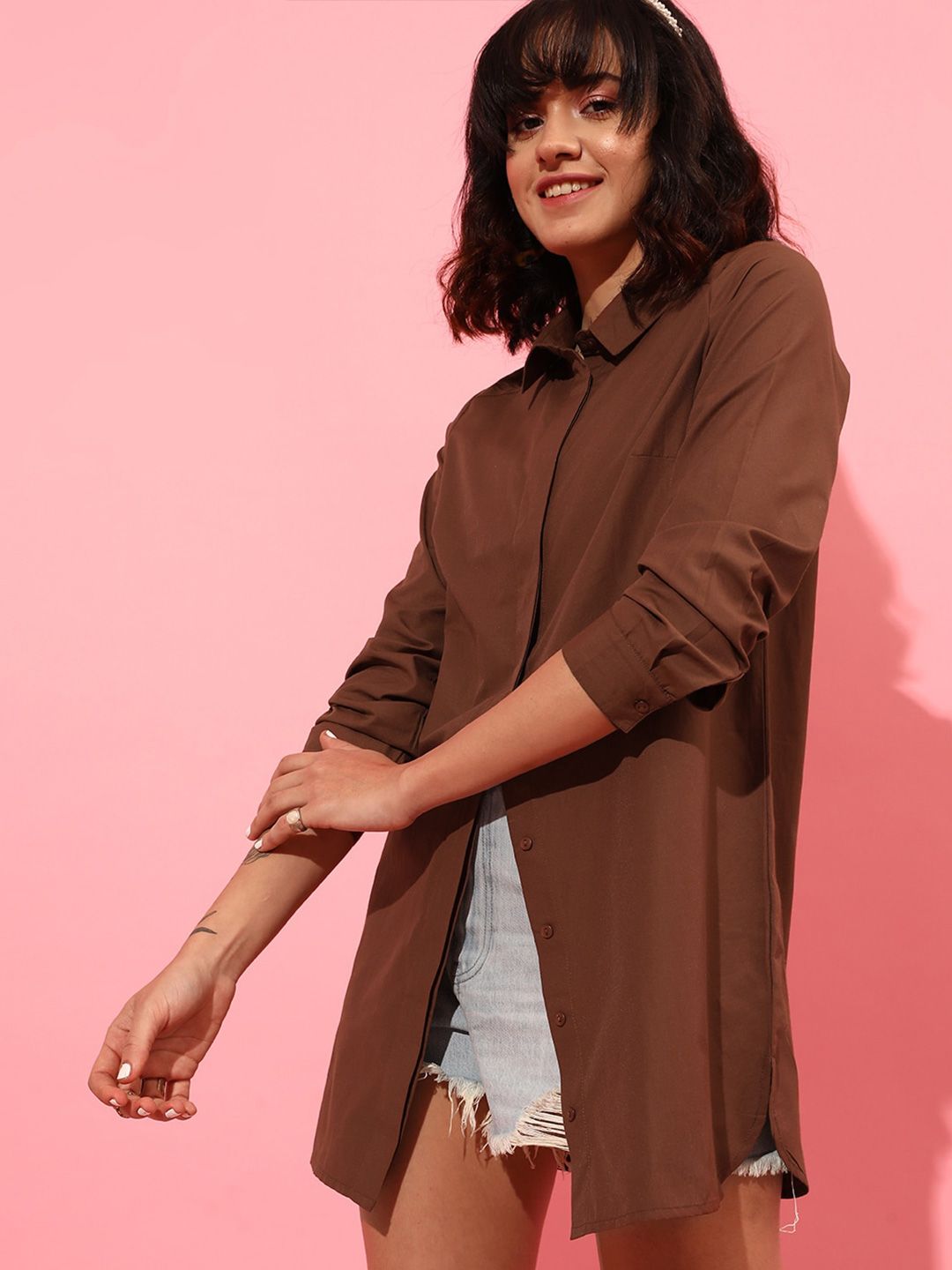 STREET 9 Pure Cotton Spread Collar Boxy Fit Casual Shirt