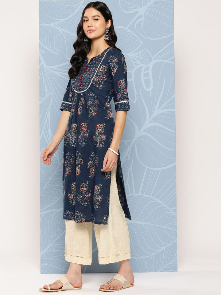 Libas Floral Yoke Design Gotta Patti Cotton Kurta