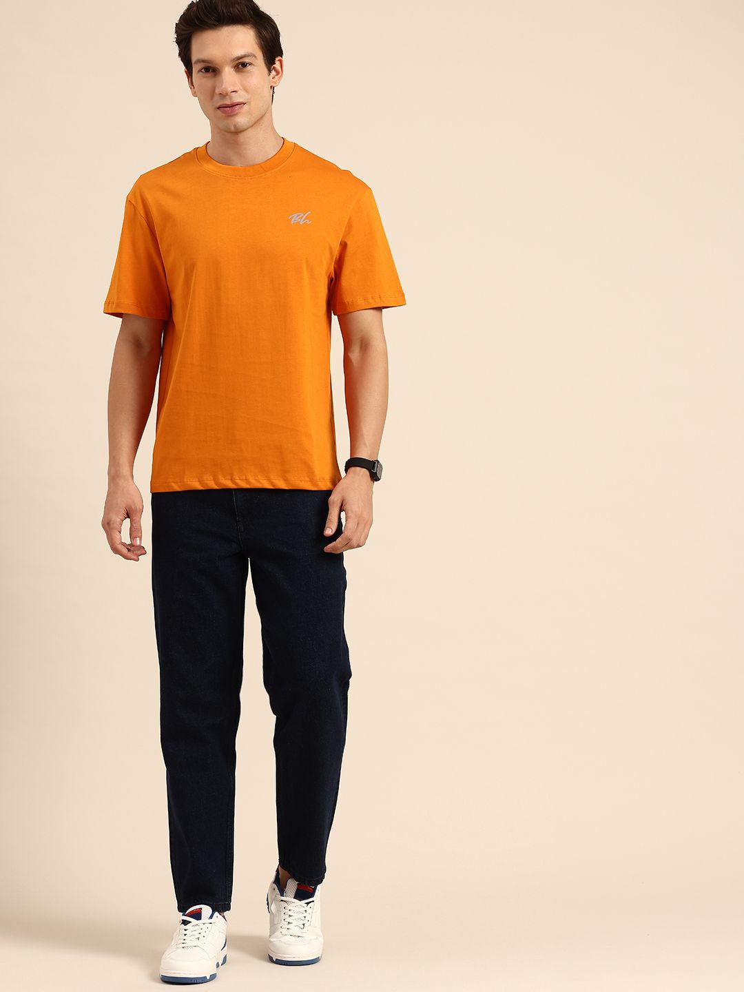 Being Human Brand Logo Printed Drop-Shoulder Sleeves Pure Cotton T-shirt