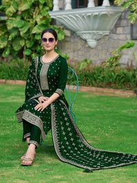 Motif etnik Kalini bersulam dengan kurta lurus dengan seluar & dupatta