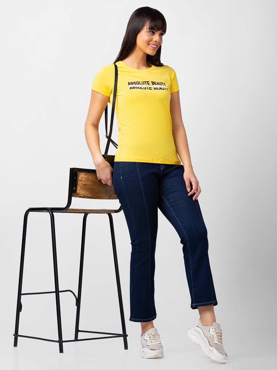 SPYKAR Women Printed Cotton T-shirt