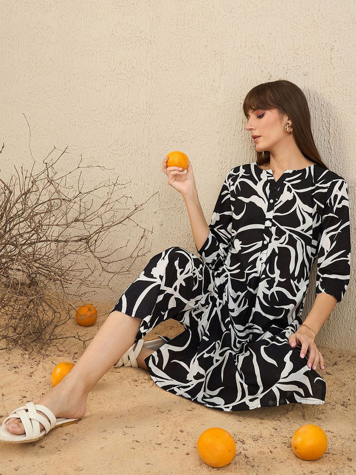 Indo Era Floral Printed Pure Cotton Tunic & Trousers