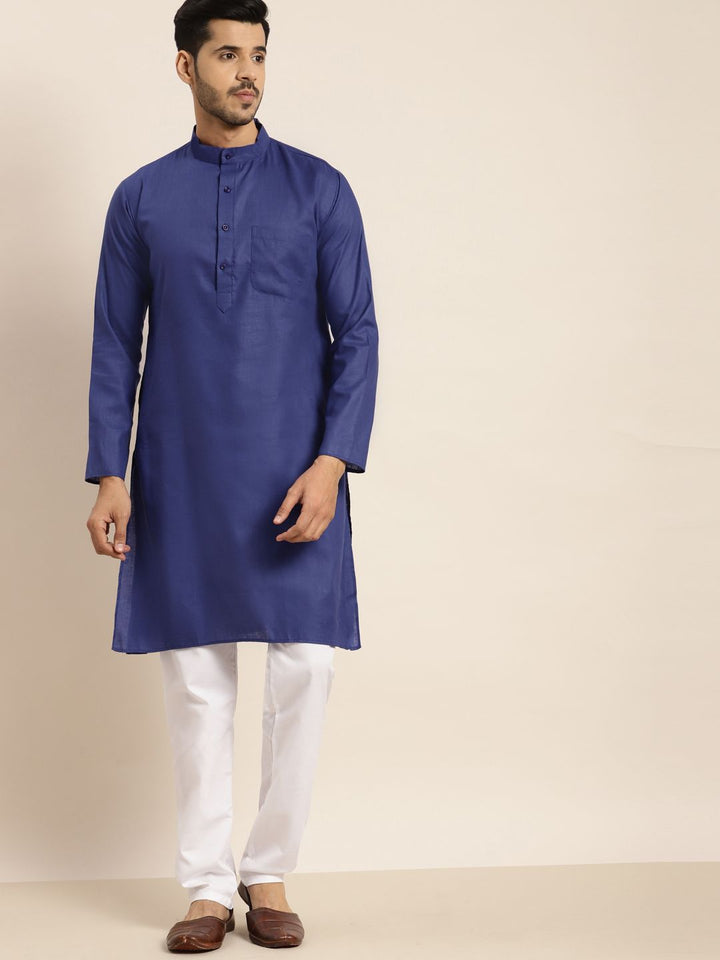 Anug by SOJANYA Men Blue Solid Kurta