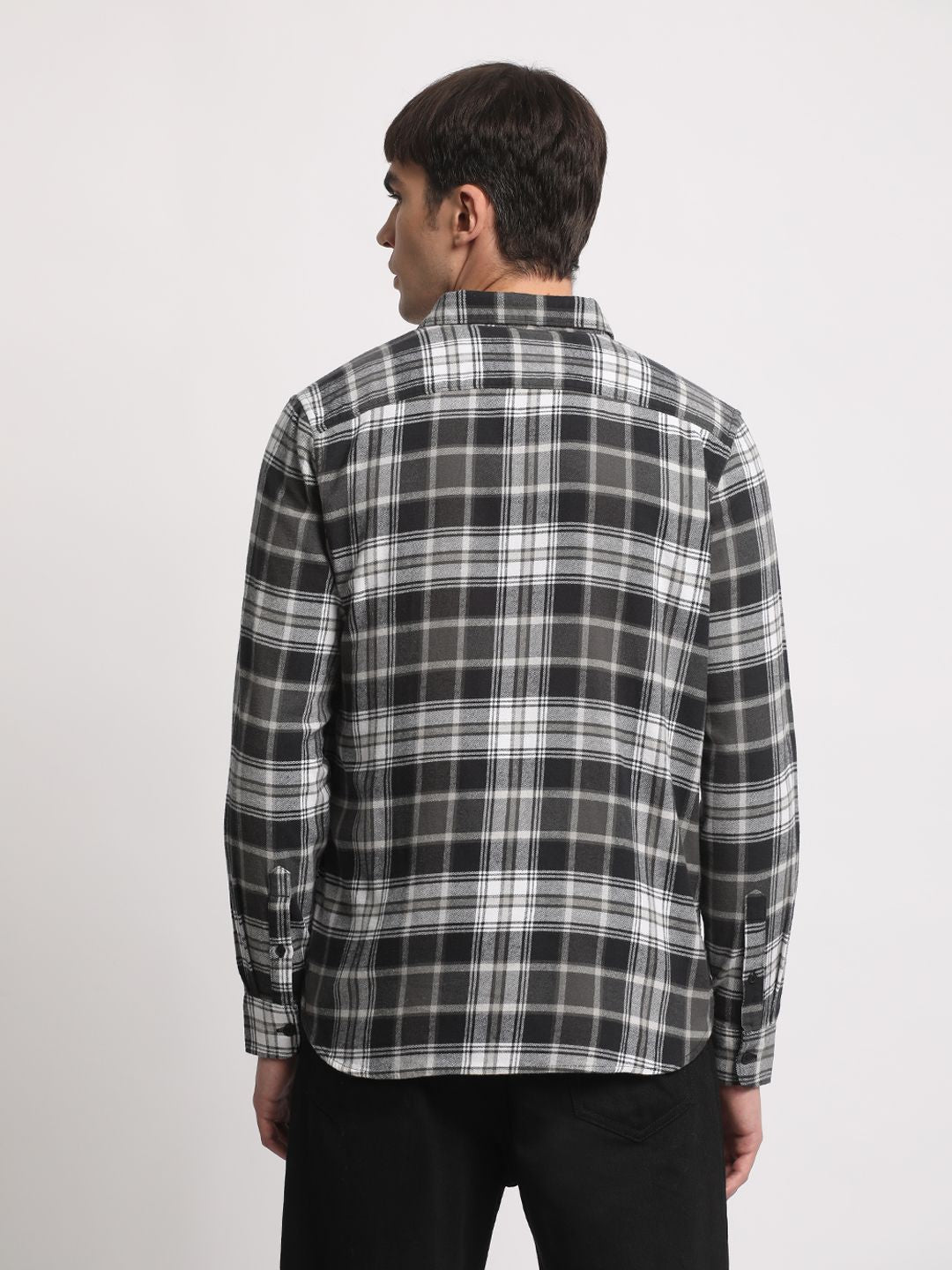 THE BEAR HOUSE Tartan Checked Slim Fit Flannel Pure Cotton Casual Shirt